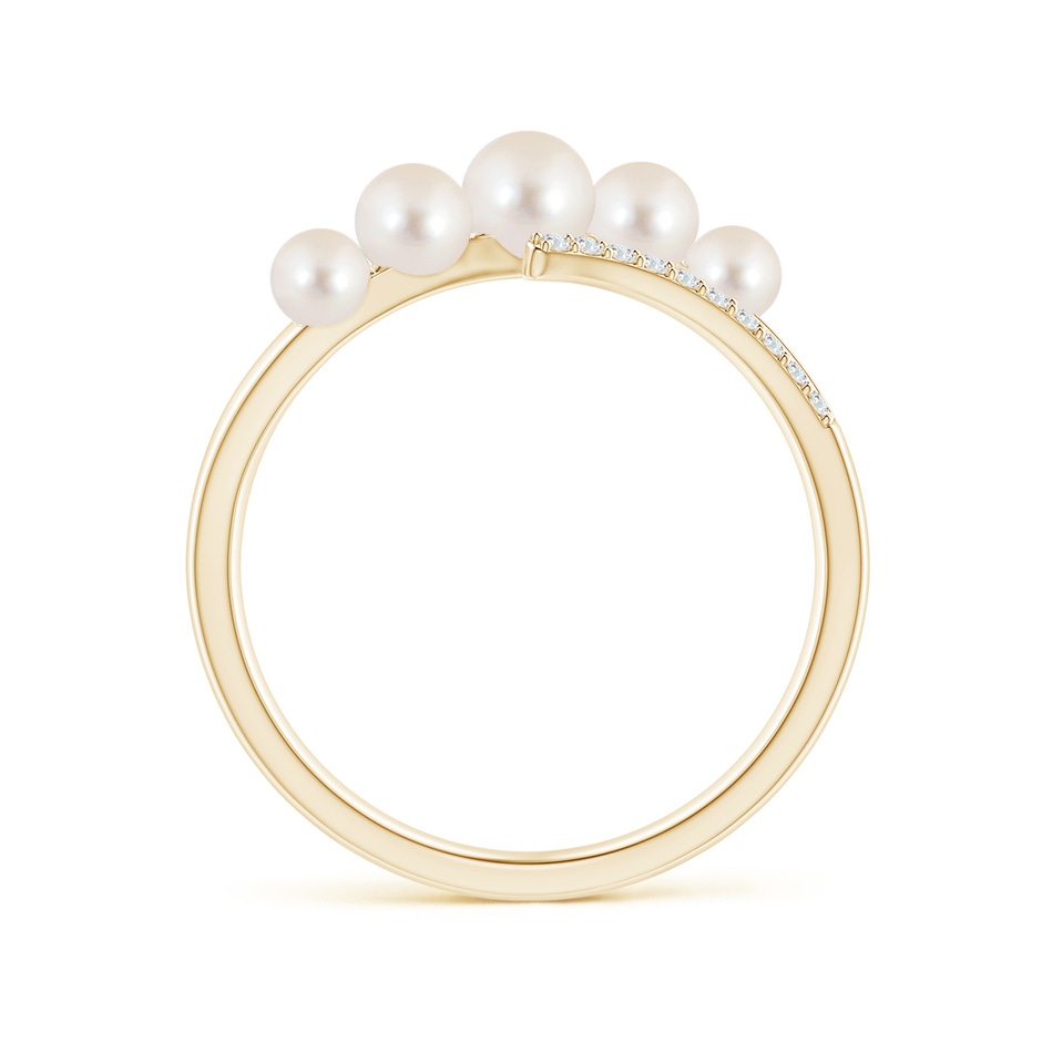 4mm AAAA Seed Freshwater Pearl Bypass Ring in Yellow Gold side 1