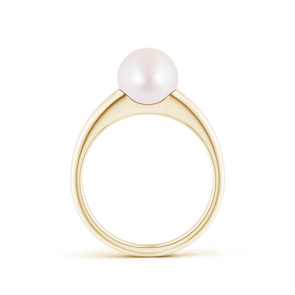 8mm AA Solitaire Japanese Akoya Pearl Dome Ring in Yellow Gold side 1