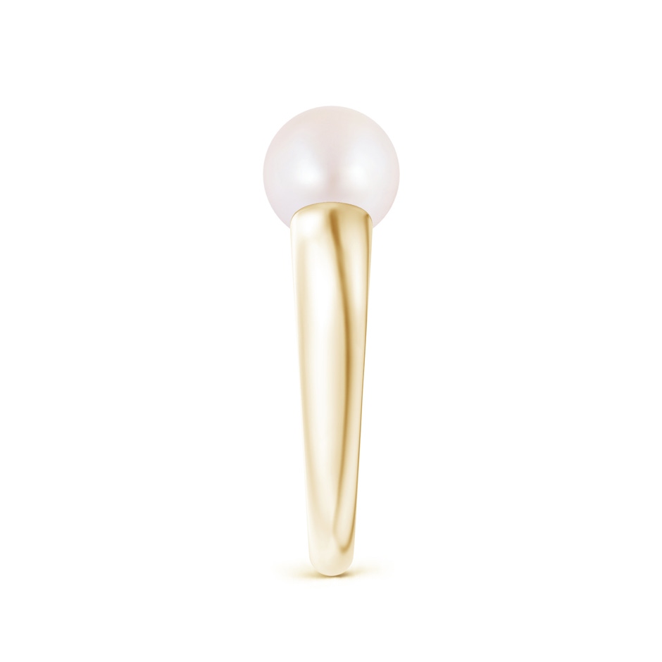 8mm AA Solitaire Japanese Akoya Pearl Dome Ring in Yellow Gold side 2