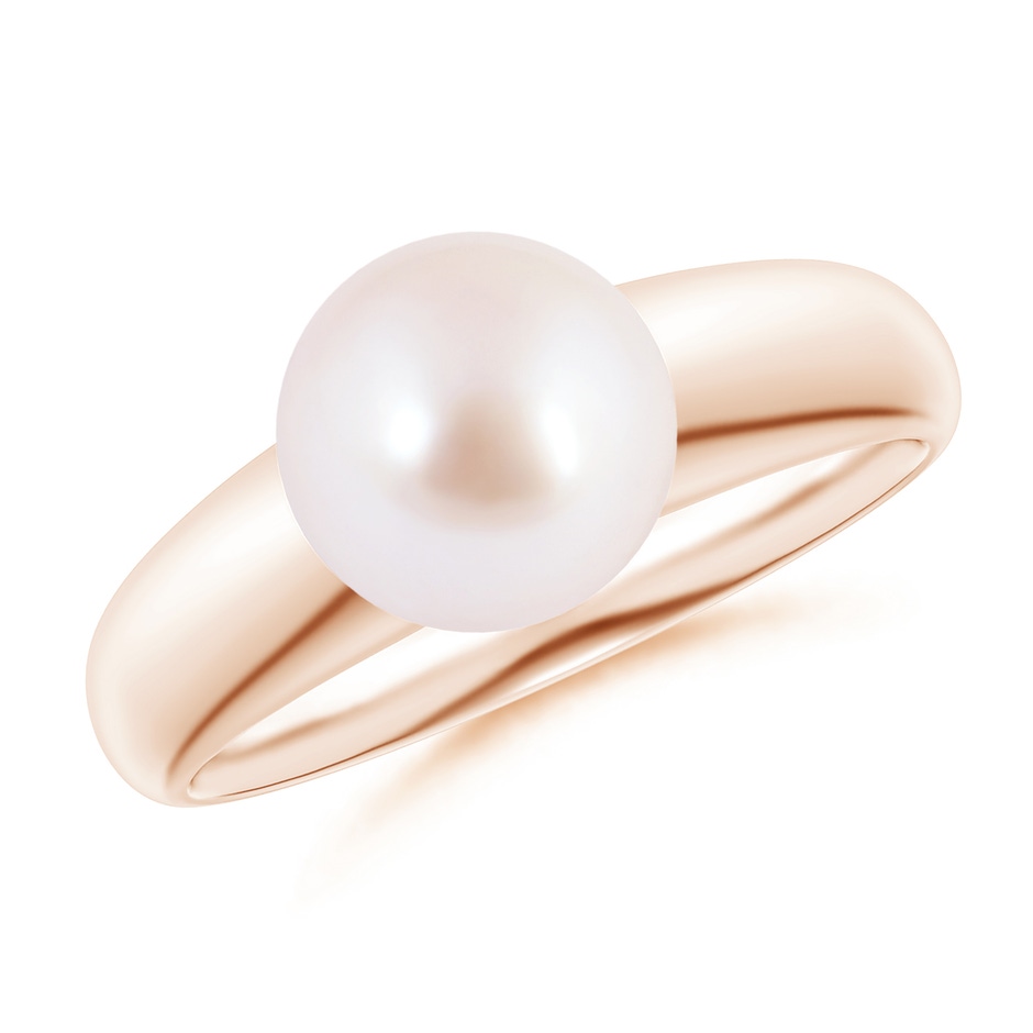 8mm AAA Solitaire Japanese Akoya Pearl Dome Ring in Rose Gold 