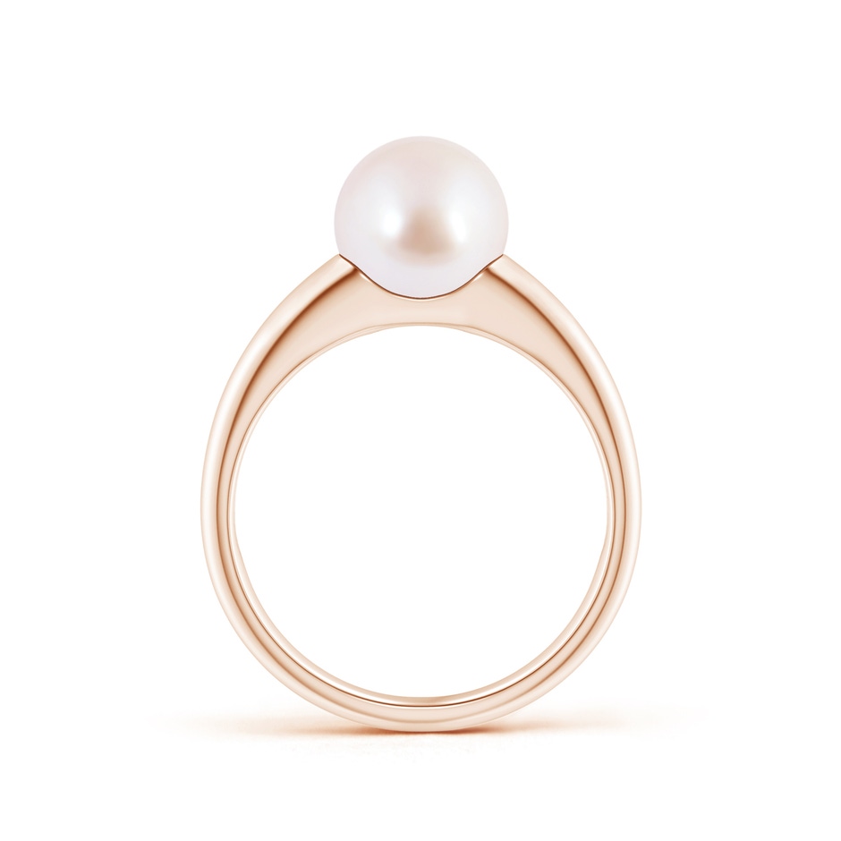 8mm AAA Solitaire Japanese Akoya Pearl Dome Ring in Rose Gold side 1