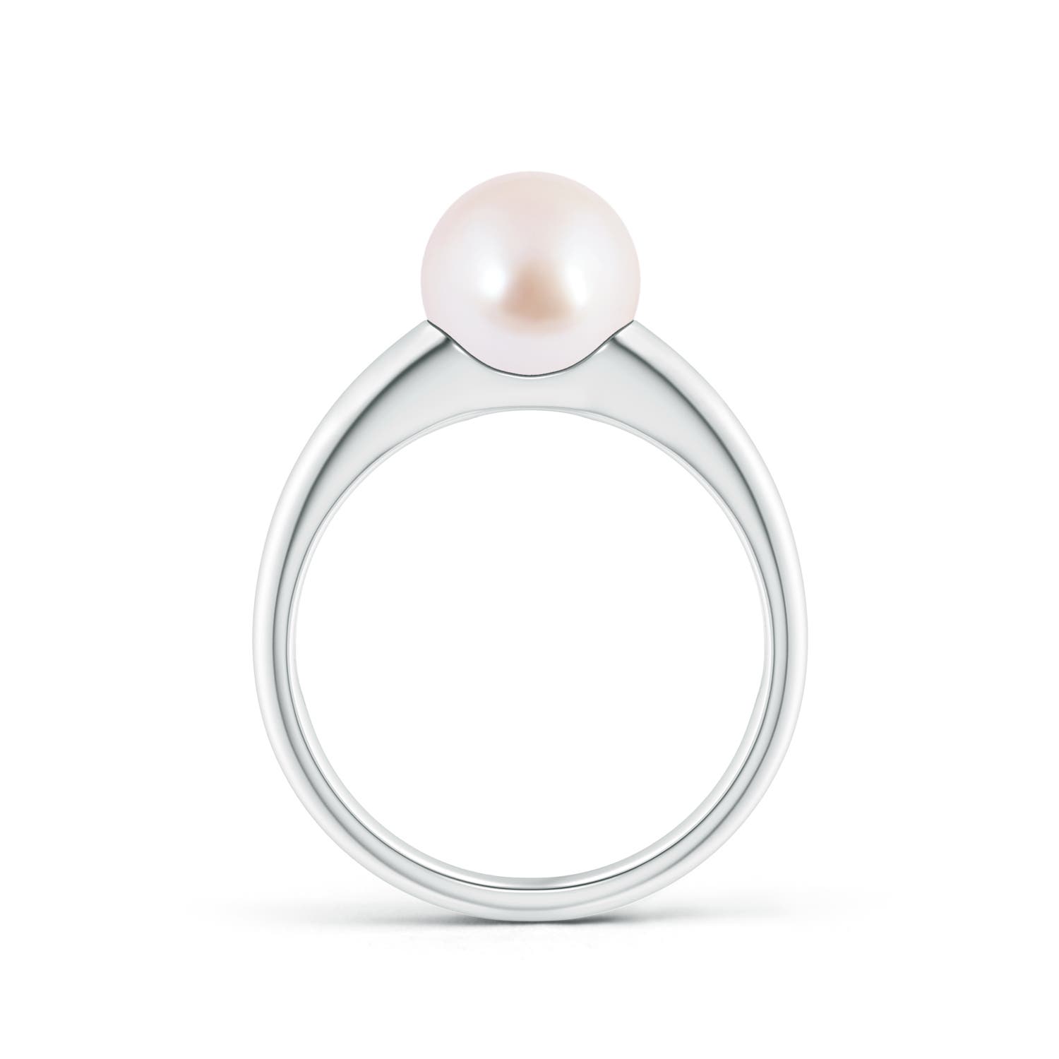 8mm AAA Solitaire Japanese Akoya Pearl Dome Ring in White Gold - side 1