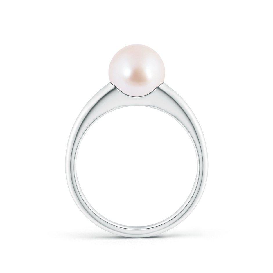 8mm AAA Solitaire Japanese Akoya Pearl Dome Ring in White Gold side 1