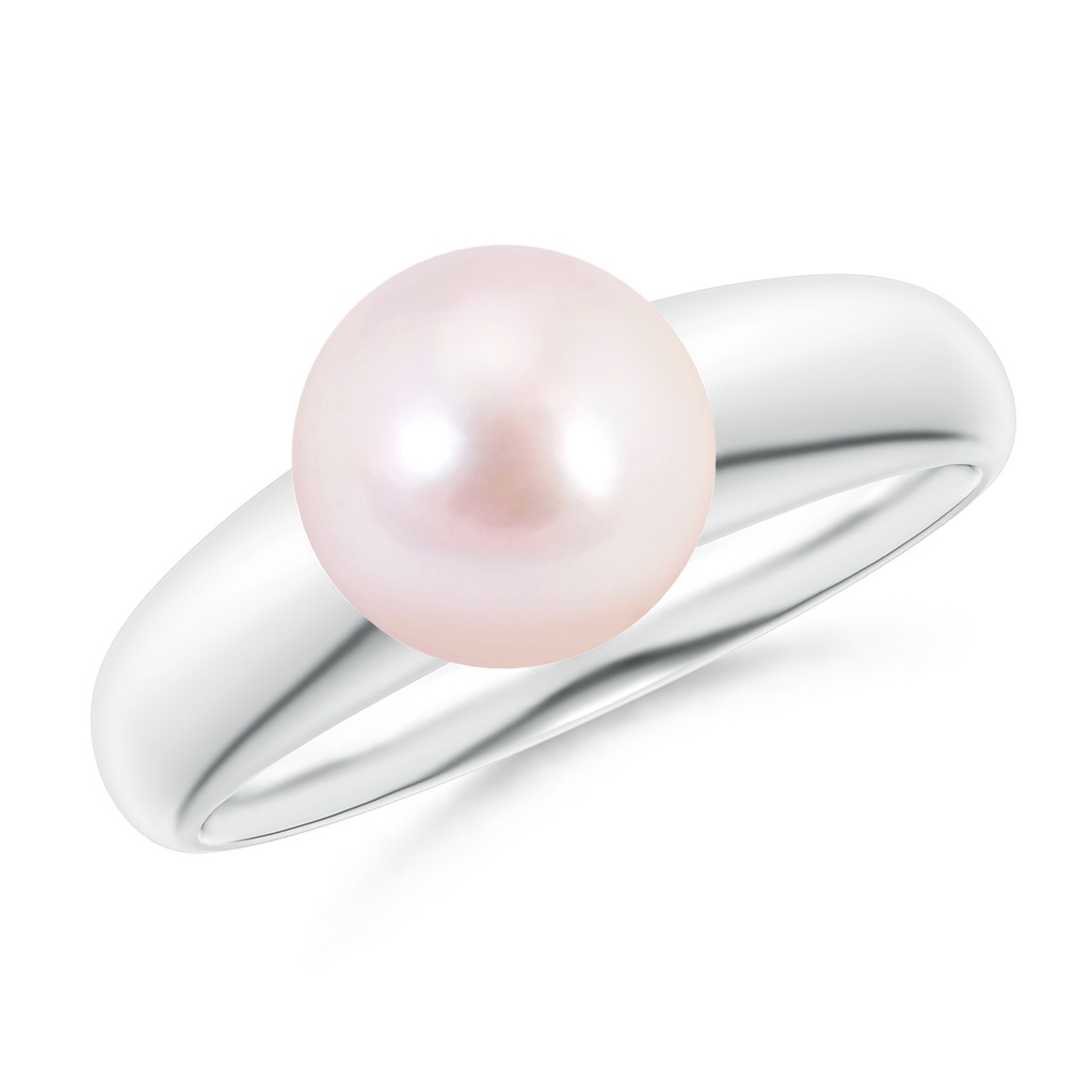8mm AAAA Solitaire Japanese Akoya Pearl Dome Ring in P950 Platinum