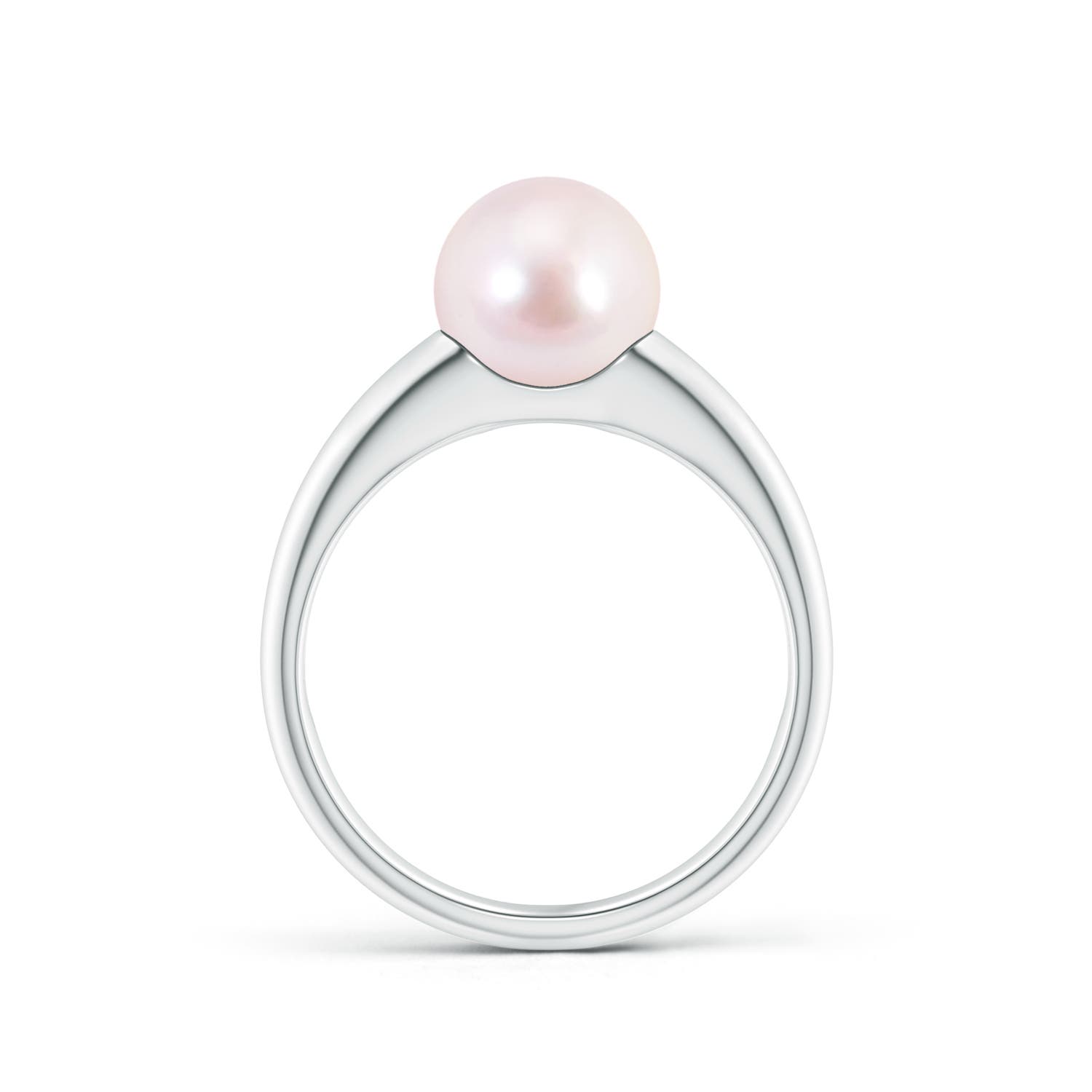 8mm AAAA Solitaire Japanese Akoya Pearl Dome Ring in White Gold