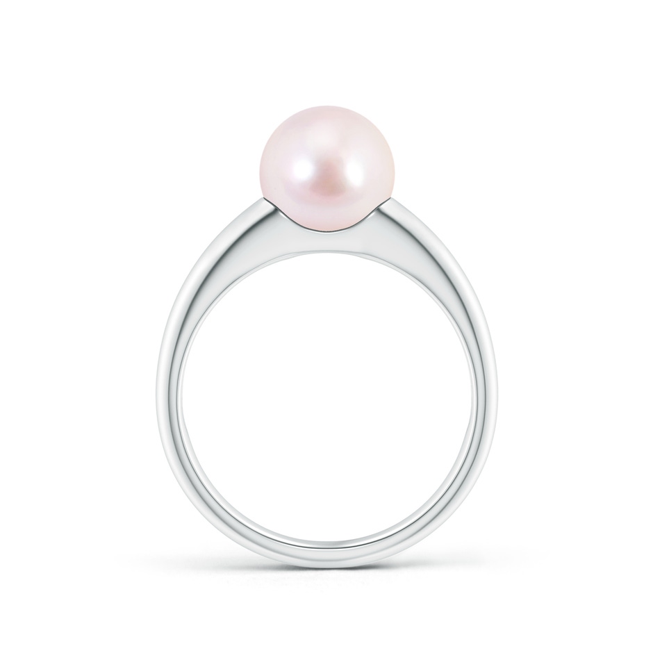8mm AAAA Solitaire Japanese Akoya Pearl Dome Ring in White Gold side 1