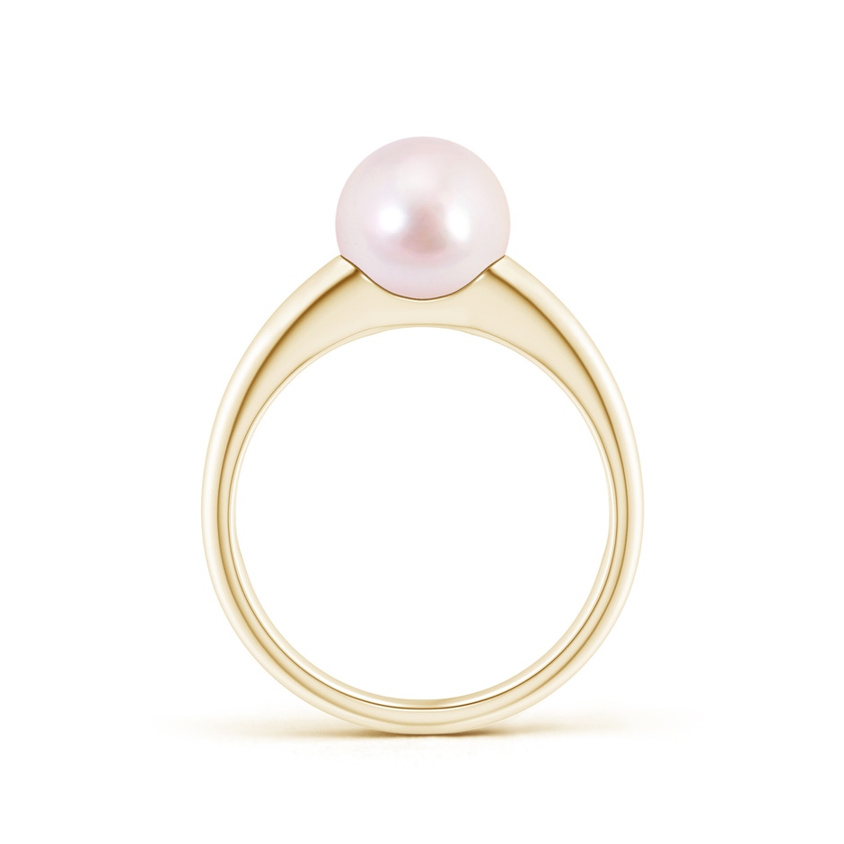 8mm AAAA Solitaire Japanese Akoya Pearl Dome Ring in Yellow Gold side 1