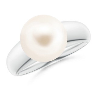 10mm AAA Solitaire Freshwater Pearl Dome Ring in White Gold
