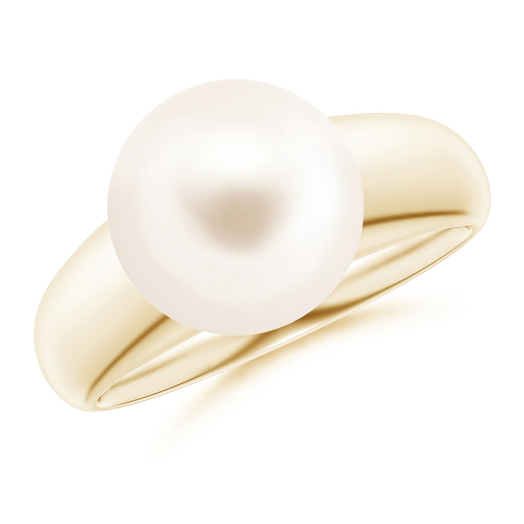 10mm AAA Solitaire Freshwater Pearl Dome Ring in Yellow Gold
