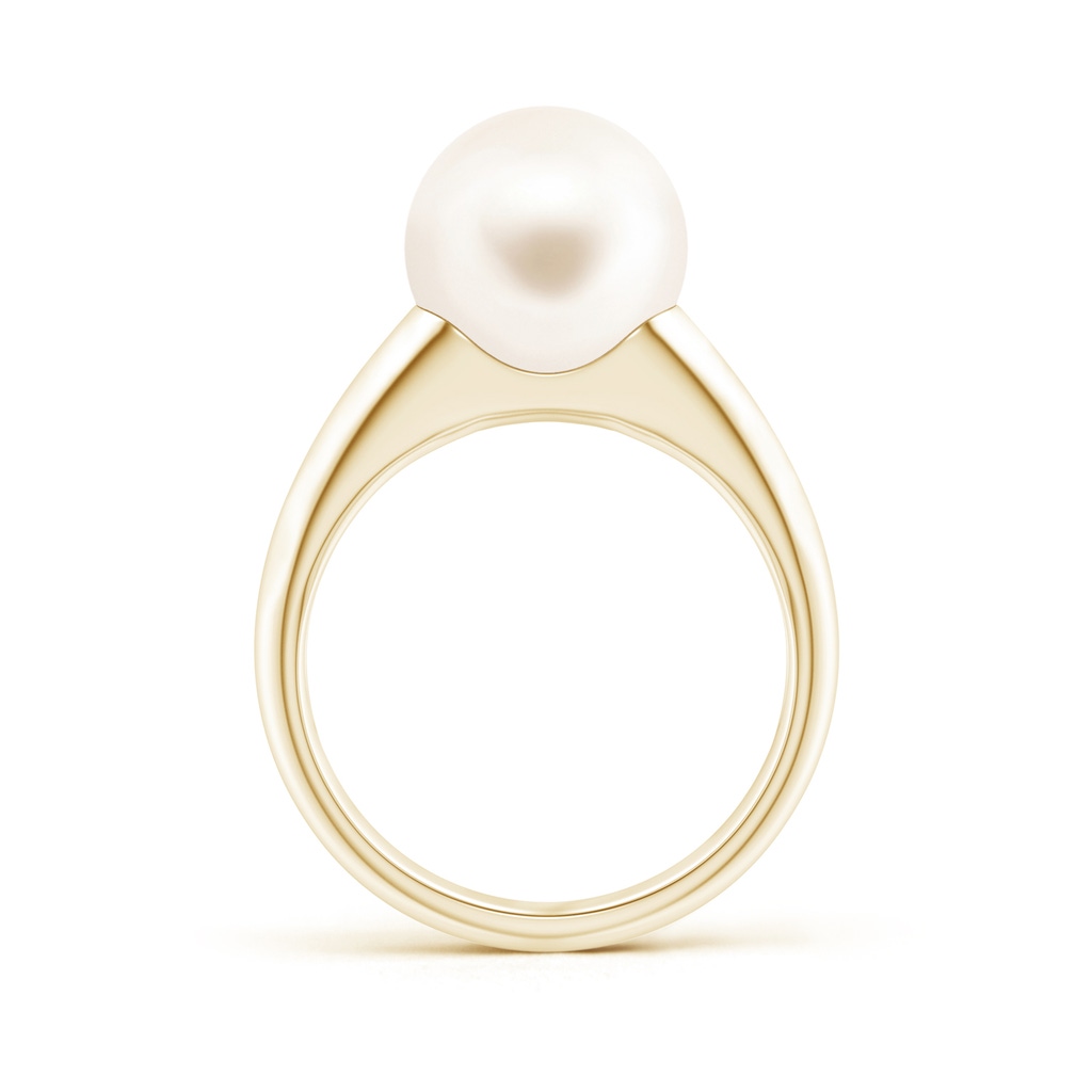 10mm AAA Solitaire Freshwater Pearl Dome Ring in Yellow Gold Side 1