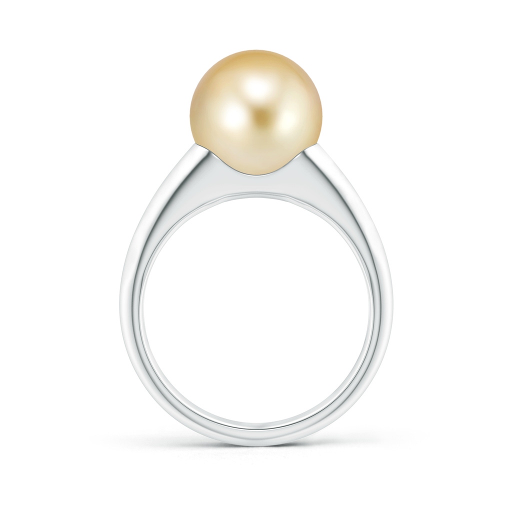 10mm AAAA Solitaire Golden South Sea Pearl Dome Ring in P950 Platinum Side 1