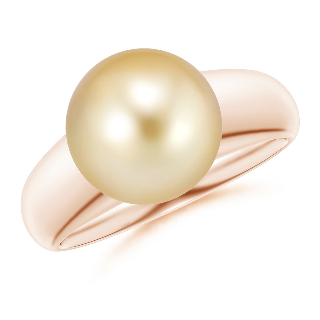 10mm AAAA Solitaire Golden South Sea Pearl Dome Ring in Rose Gold