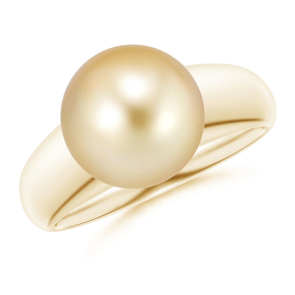 10mm AAAA Solitaire Golden South Sea Pearl Dome Ring in Yellow Gold