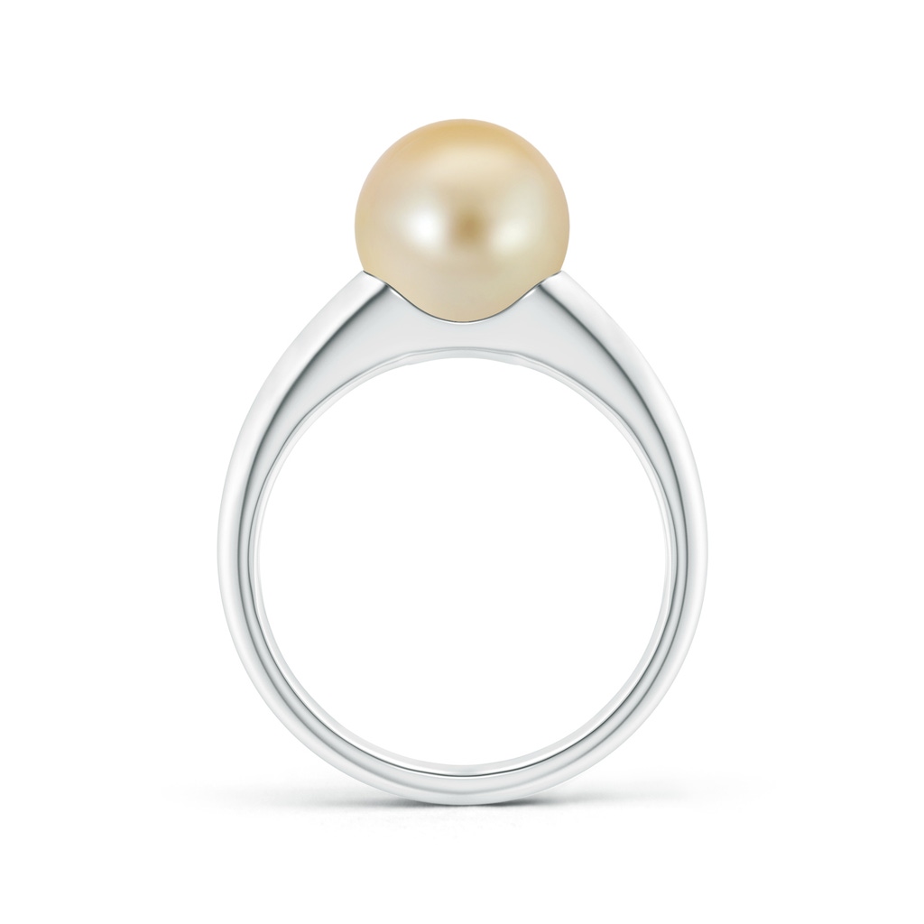 9mm AAA Solitaire Golden South Sea Pearl Dome Ring in White Gold Side 1