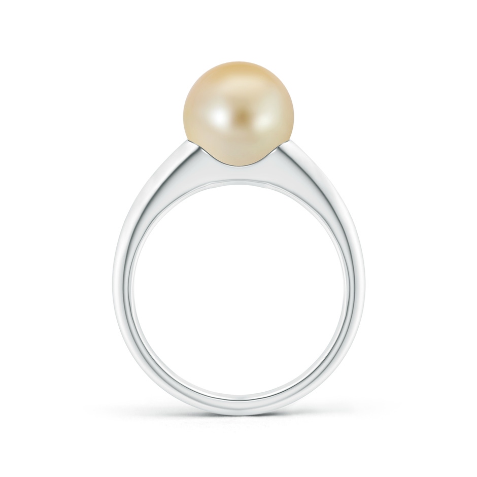 9mm AAA Solitaire Golden South Sea Pearl Dome Ring in White Gold side 1