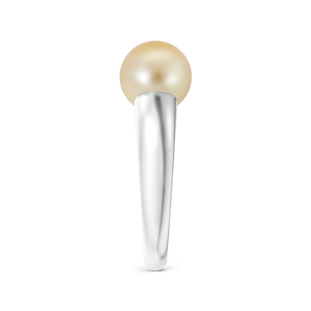 9mm AAA Solitaire Golden South Sea Pearl Dome Ring in White Gold Side 2