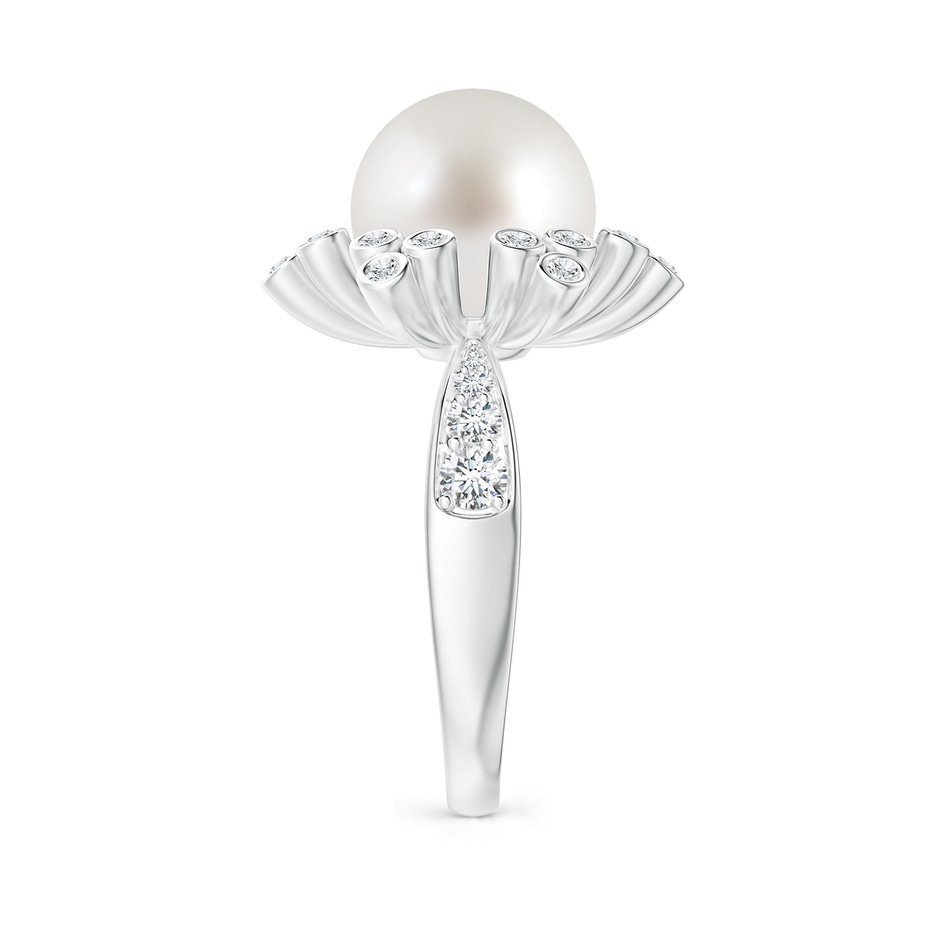 9mm AAA South Sea Pearl Flower Ring with Diamonds in White Gold side 2