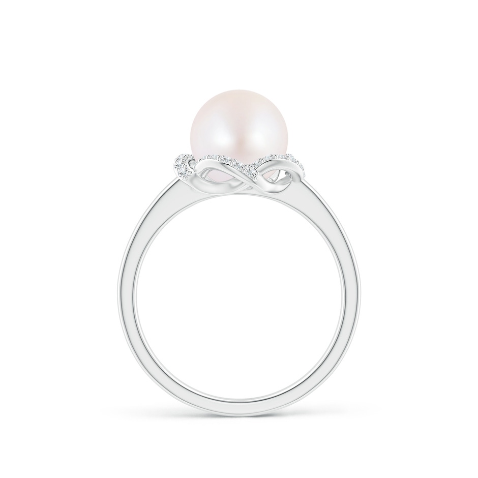 8mm AA Japanese Akoya Pearl Overlapping Halo Ring in White Gold side 1