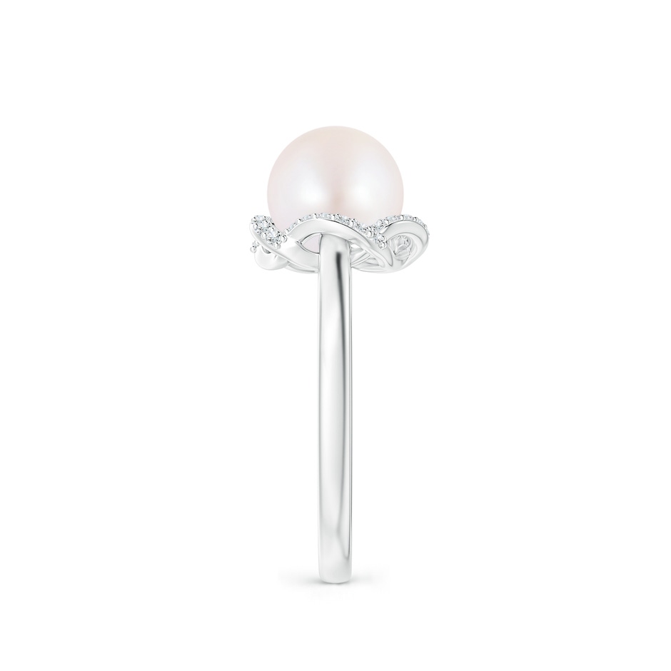 8mm AA Japanese Akoya Pearl Overlapping Halo Ring in White Gold side 2