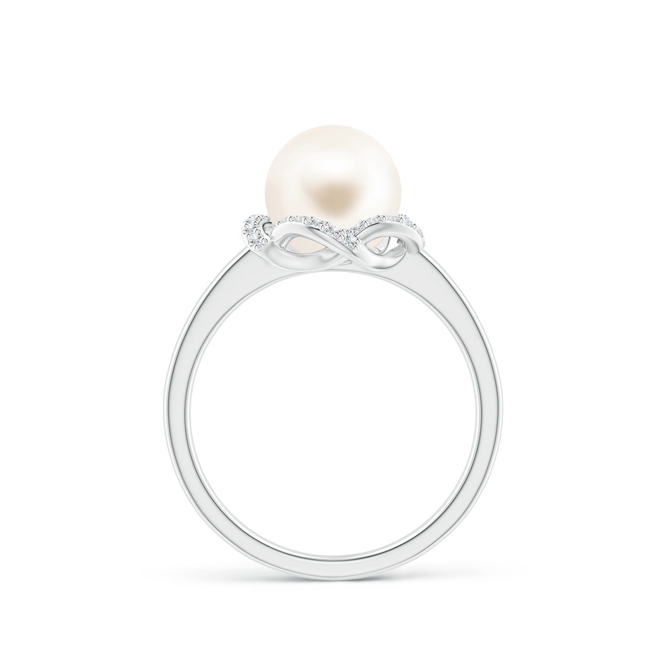 8mm AAA Freshwater Pearl Overlapping Halo Ring in White Gold side 1