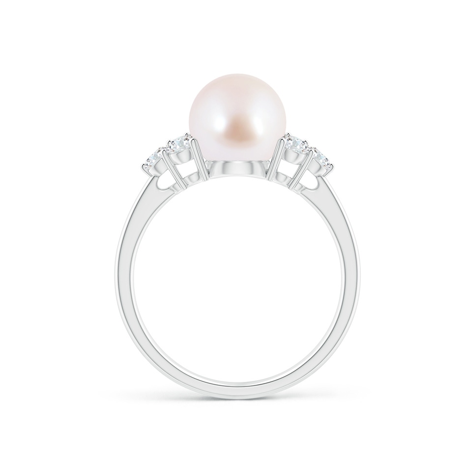 8mm AAA Japanese Akoya Pearl Trio Diamond Ring in White Gold side 1