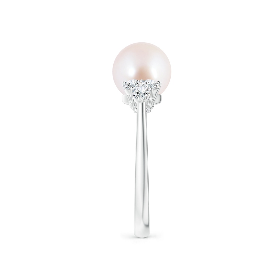 8mm AAA Japanese Akoya Pearl Trio Diamond Ring in White Gold side 2