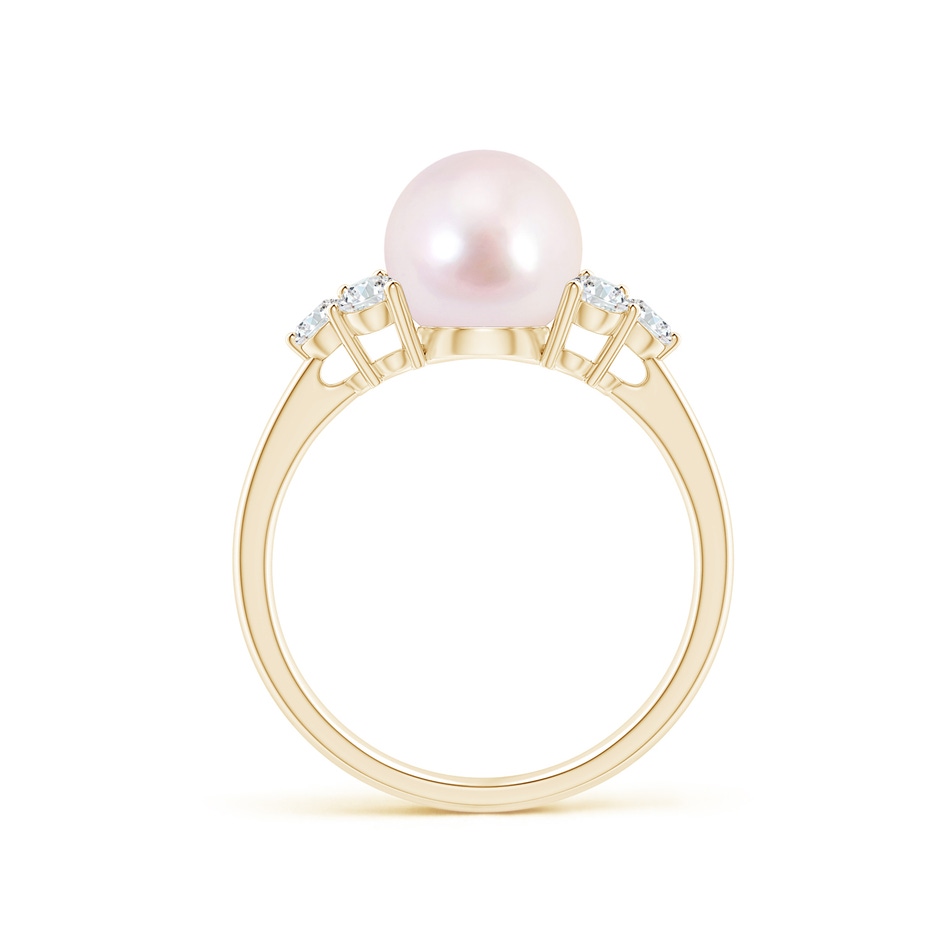 8mm AAAA Japanese Akoya Pearl Trio Diamond Ring in Yellow Gold side 1