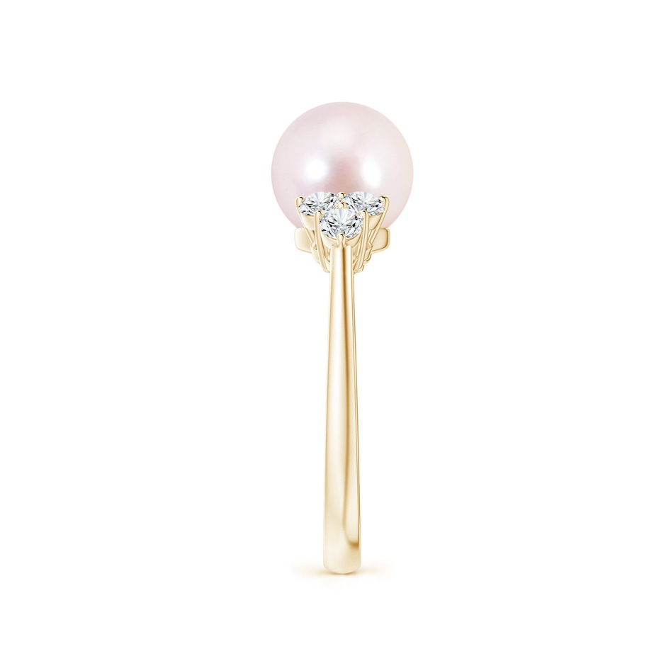 8mm AAAA Japanese Akoya Pearl Trio Diamond Ring in Yellow Gold side 2