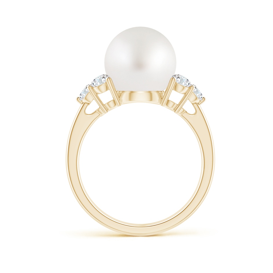 10mm AA South Sea Pearl Trio Diamond Ring in Yellow Gold side 1