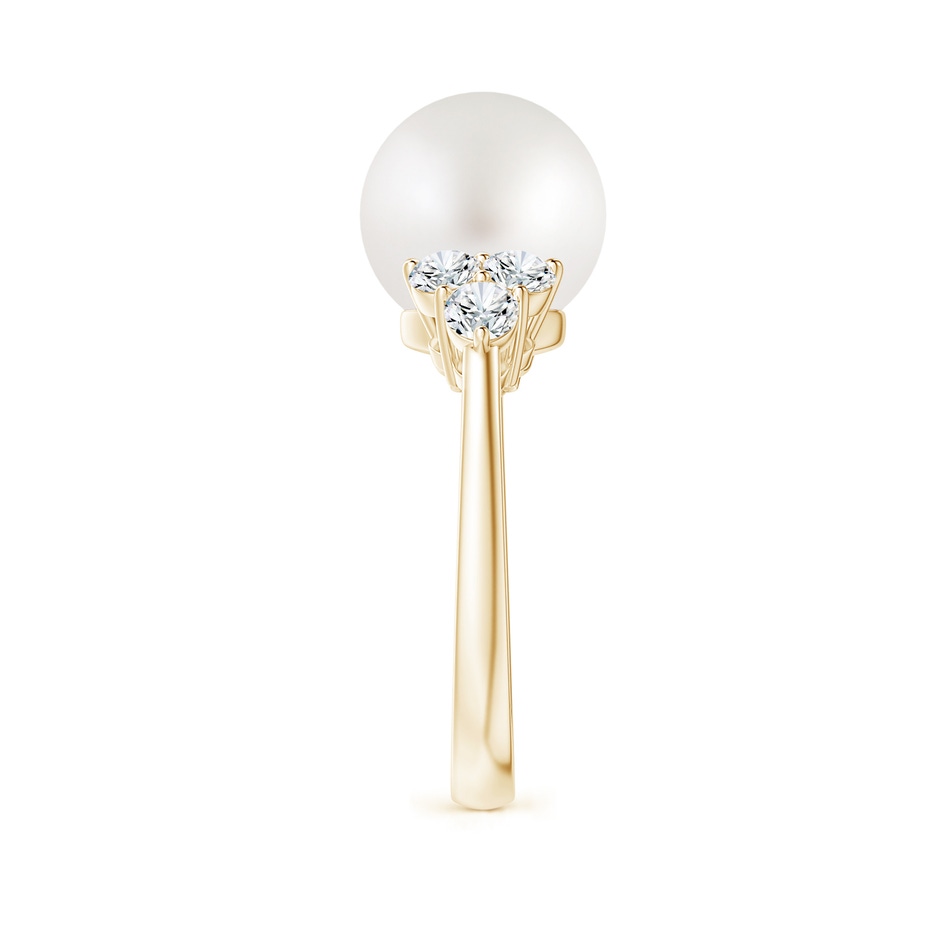10mm AA South Sea Pearl Trio Diamond Ring in Yellow Gold side 2