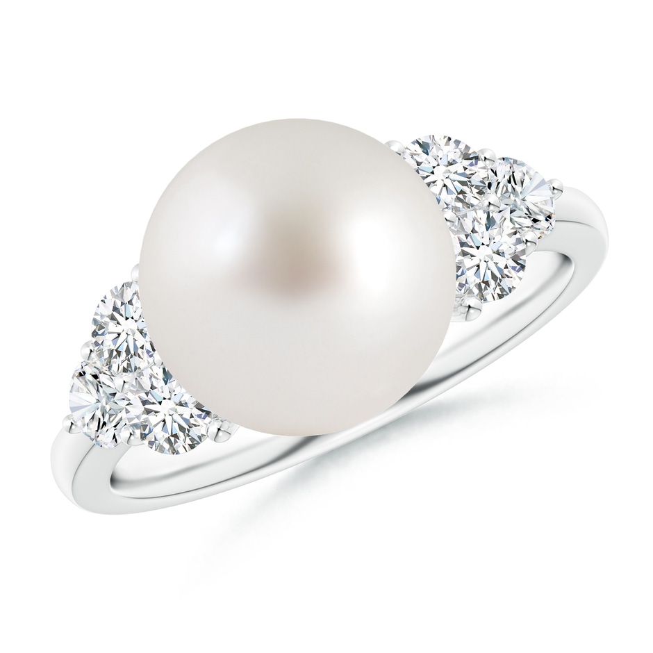10mm AAA South Sea Pearl Trio Diamond Ring in White Gold 