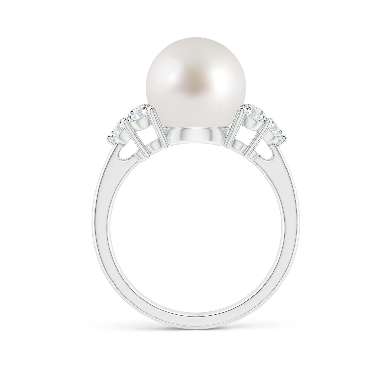 10mm AAA South Sea Pearl Trio Diamond Ring in White Gold