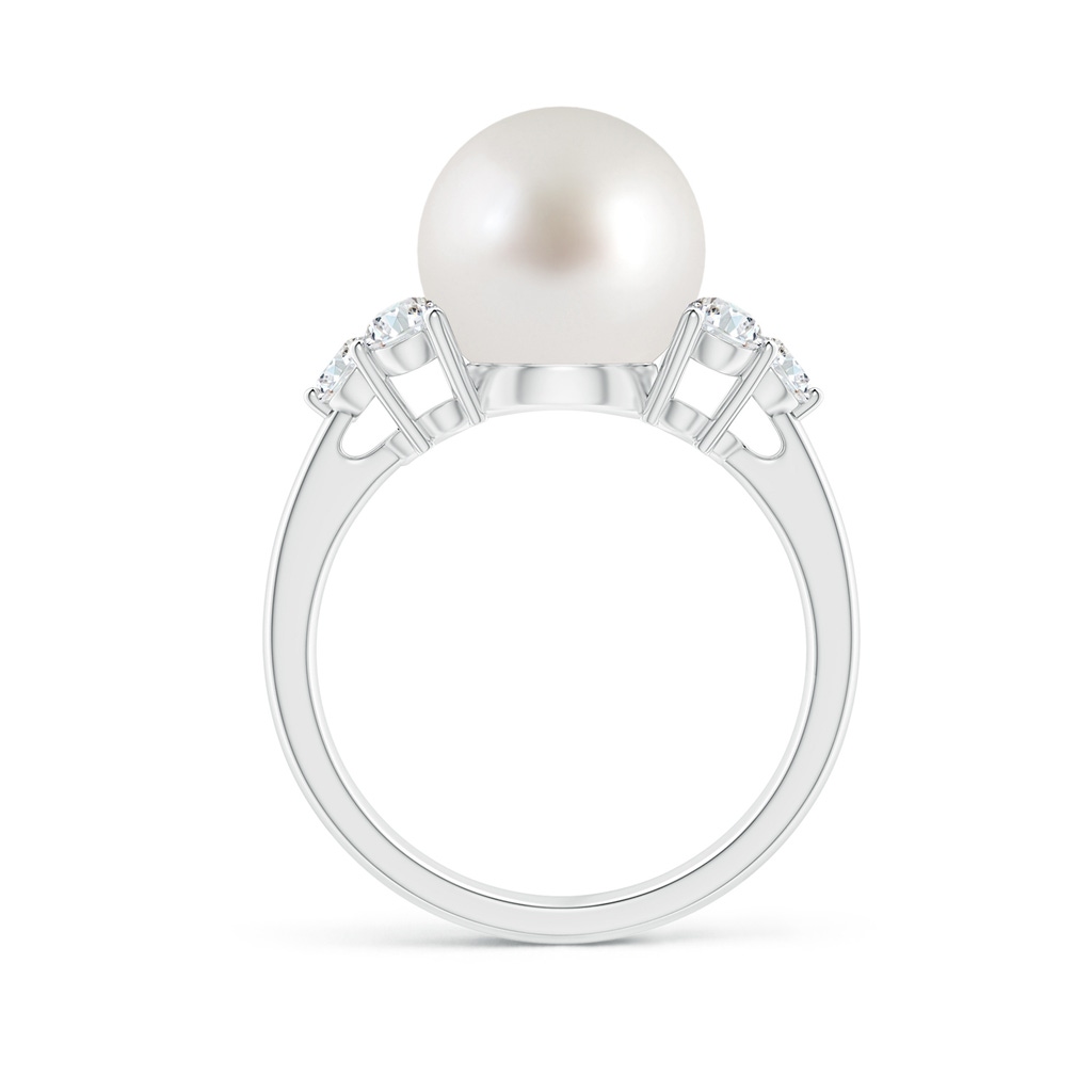 10mm AAA South Sea Pearl Trio Diamond Ring in White Gold Side 1