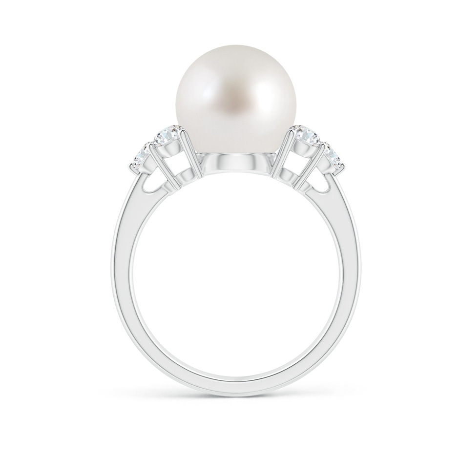 10mm AAA South Sea Pearl Trio Diamond Ring in White Gold side 1