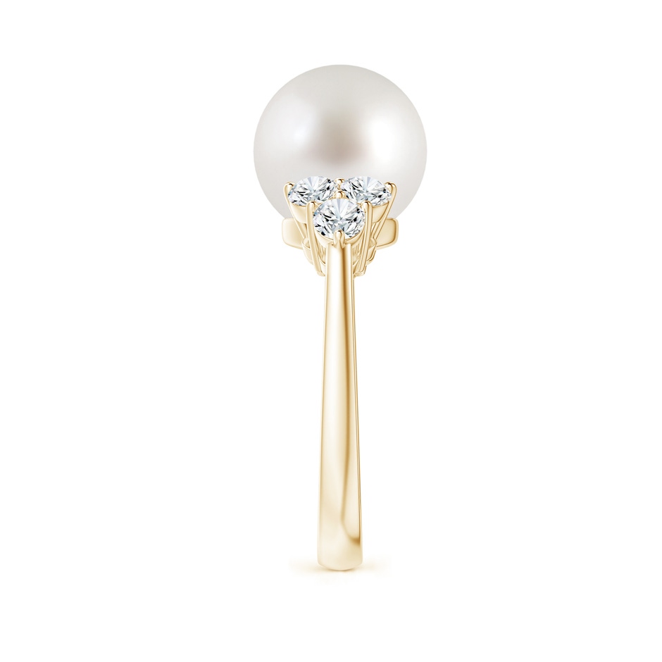 10mm AAA South Sea Pearl Trio Diamond Ring in Yellow Gold side 2