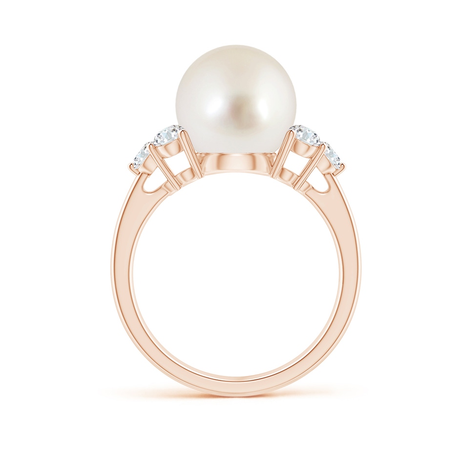 10mm AAAA South Sea Pearl Trio Diamond Ring in Rose Gold side 1