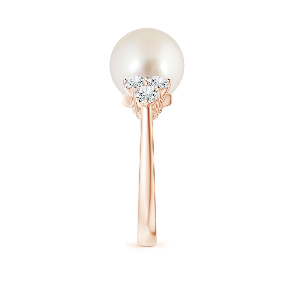 10mm AAAA South Sea Pearl Trio Diamond Ring in Rose Gold side 2