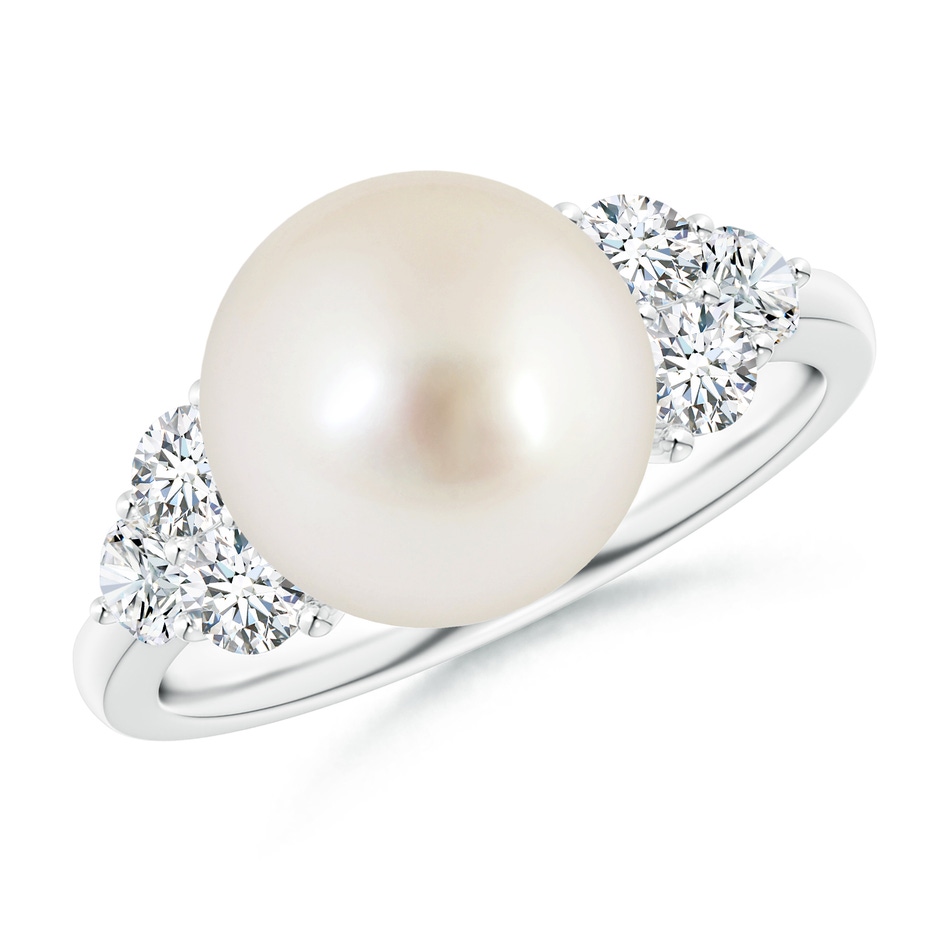 10mm AAAA South Sea Pearl Trio Diamond Ring in White Gold 