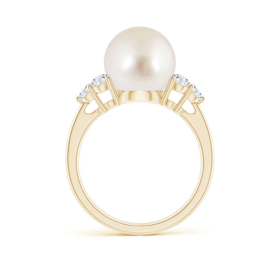 10mm AAAA South Sea Pearl Trio Diamond Ring in Yellow Gold side 1
