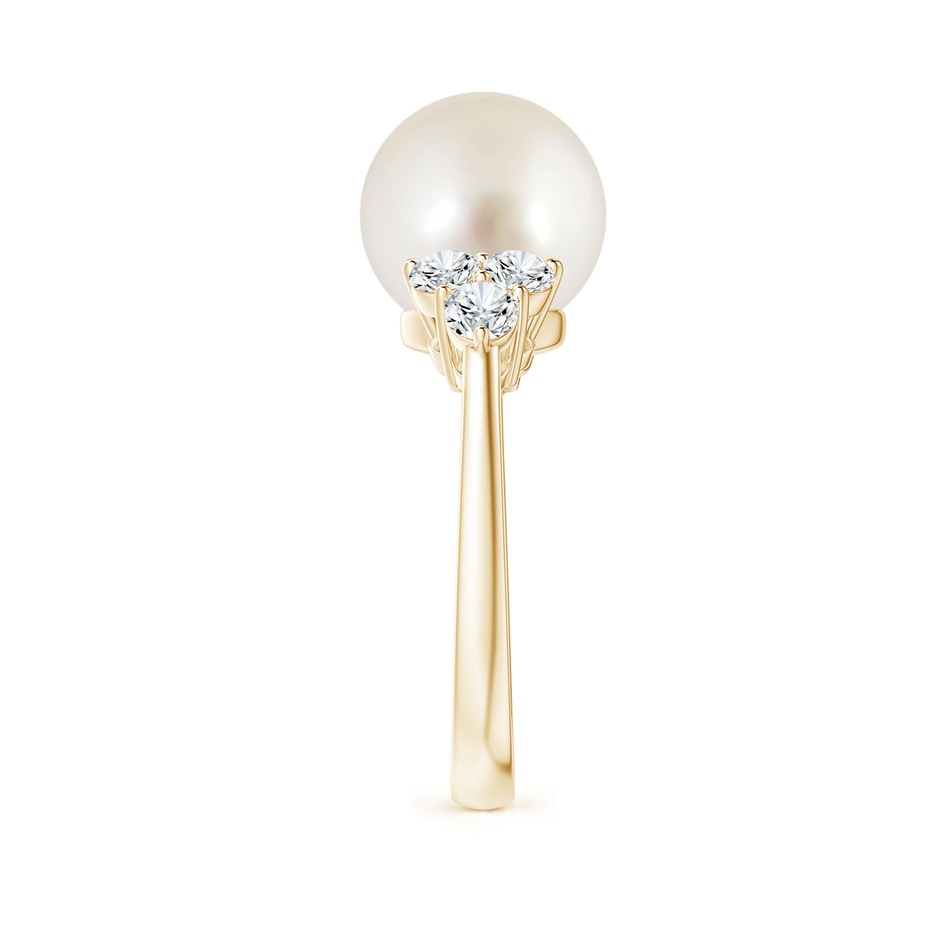10mm AAAA South Sea Pearl Trio Diamond Ring in Yellow Gold side 2