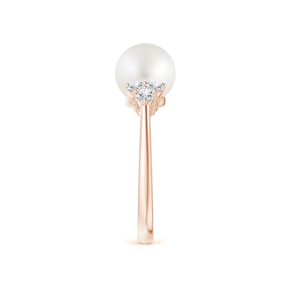 8mm AA South Sea Pearl Trio Diamond Ring in Rose Gold side 2