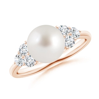 8mm AAA South Sea Pearl Trio Diamond Ring in Rose Gold