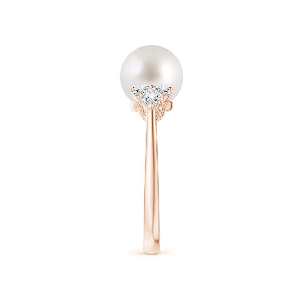 8mm AAA South Sea Pearl Trio Diamond Ring in Rose Gold side 2