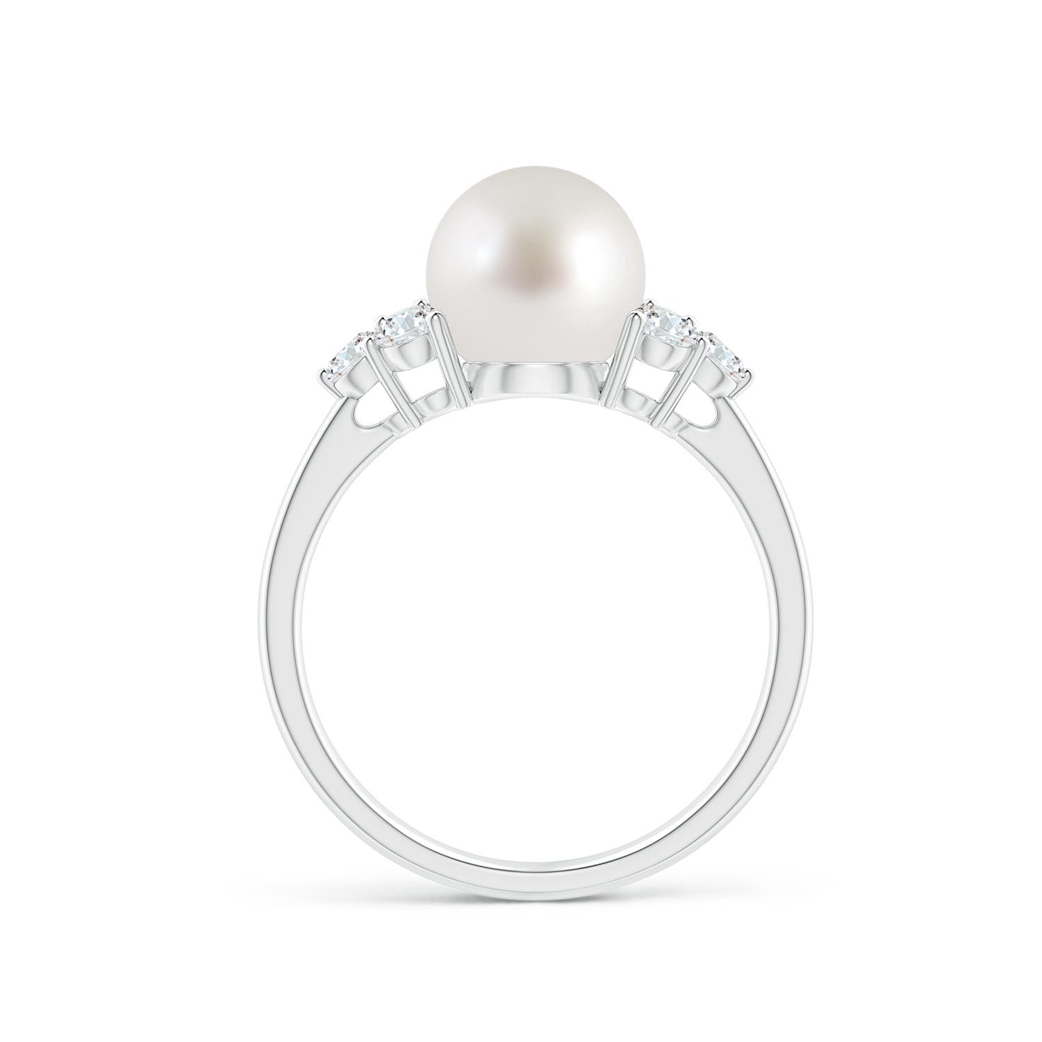 8mm AAA South Sea Pearl Trio Diamond Ring in White Gold