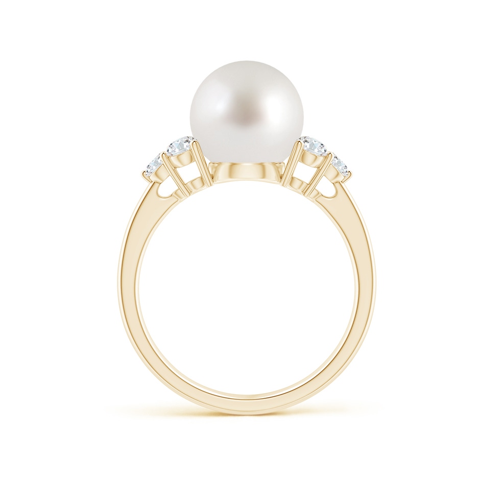 9mm AAA South Sea Pearl Trio Diamond Ring in Yellow Gold side 1