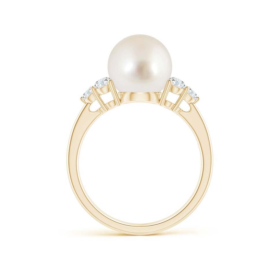 9mm AAAA South Sea Pearl Trio Diamond Ring in Yellow Gold Side 1