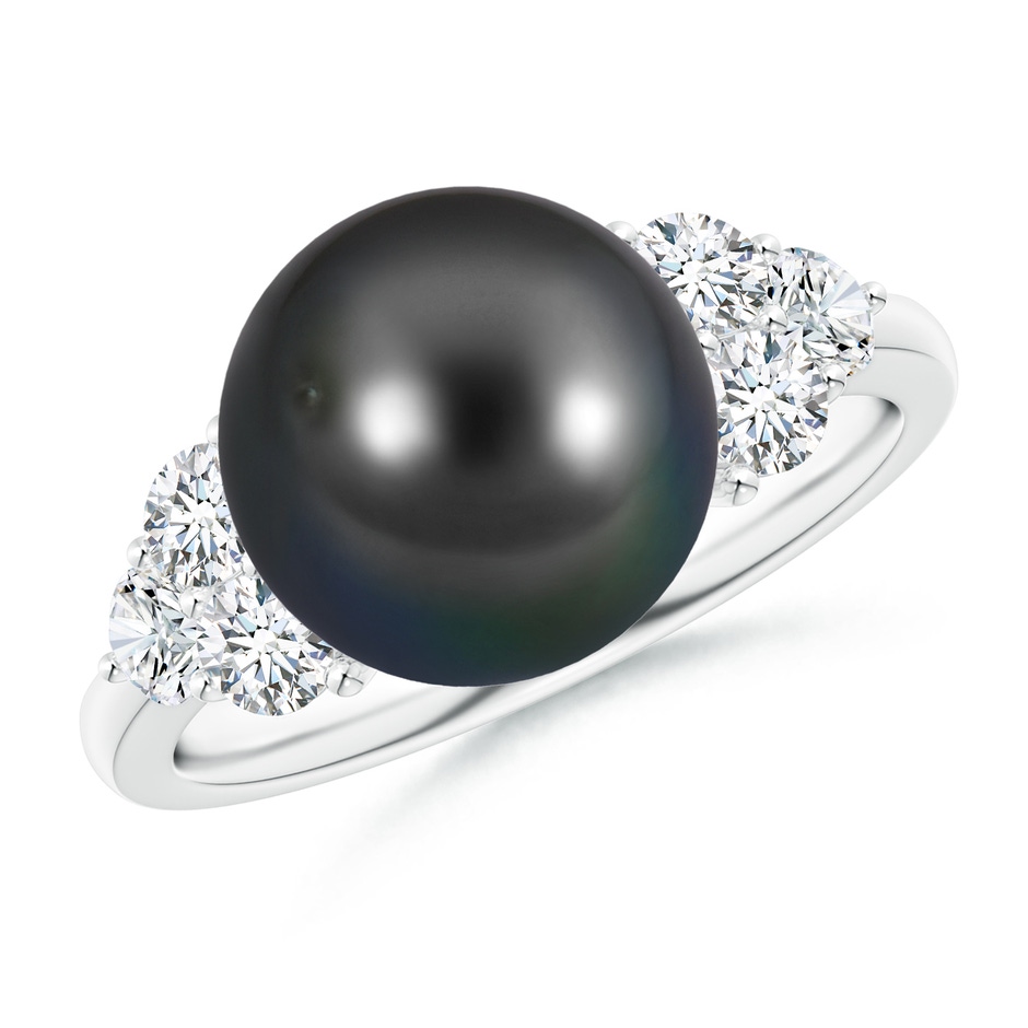 10mm AA Tahitian Pearl Trio Diamond Ring in White Gold 