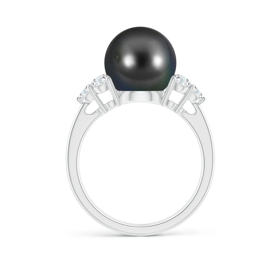 10mm AA Tahitian Pearl Trio Diamond Ring in White Gold side 1