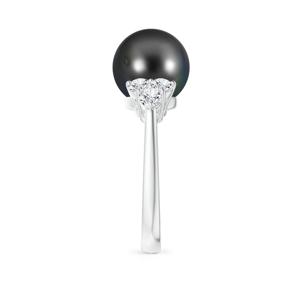 10mm AA Tahitian Pearl Trio Diamond Ring in White Gold side 2