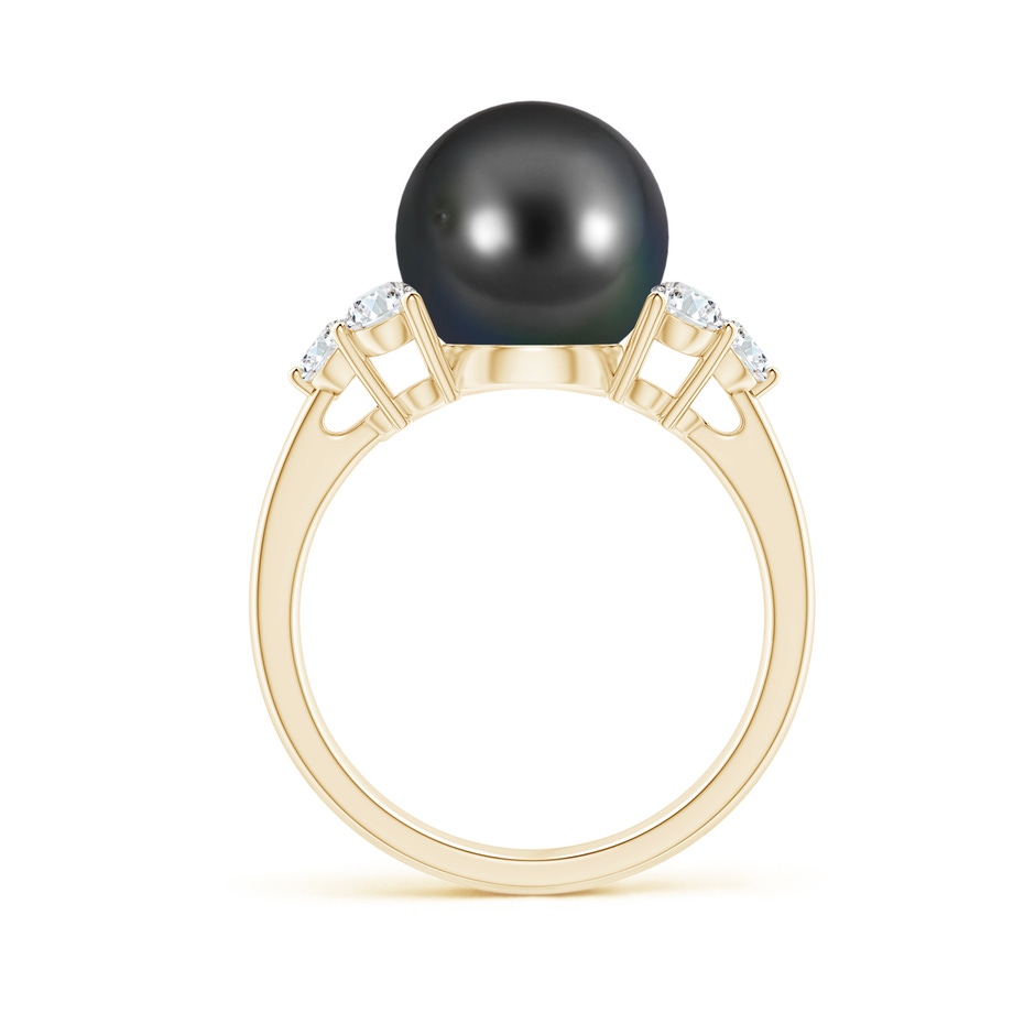 10mm AA Tahitian Pearl Trio Diamond Ring in Yellow Gold side 1